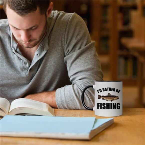 Ceramic Mug Novelty Cup - Funny Gift for Father's Day Fishing Lovers or Men Him - Picture 7 of 8
